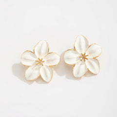 High Gloss Enamel Five Petal Flower Stud Earrings