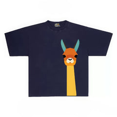 Humorous Graphic Tee with Llama and Pocket Print