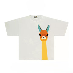 Humorous Graphic Tee with Llama and Pocket Print