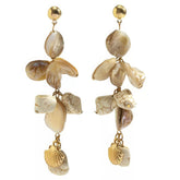 Irregular Stone and Shell Cluster Dangle Earrings