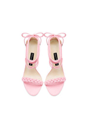Lace Up Ankle Strap Braided Open Toe Heels