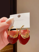 Lacquer Half-Moon Drop Hoop Earrings