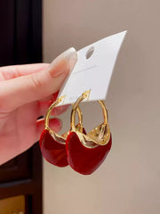 Lacquer Half-Moon Drop Hoop Earrings