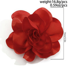 Large Fabric Rose Camellia Flower Brooch