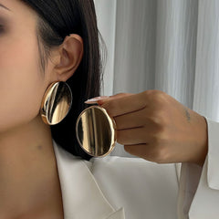 Large Minimalist Round Disc Stud Earrings