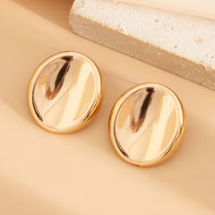 Large Minimalist Round Disc Stud Earrings