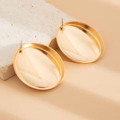 Large Minimalist Round Disc Stud Earrings