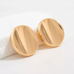 Large Minimalist Round Disc Stud Earrings