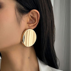 Large Minimalist Round Disc Stud Earrings