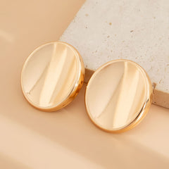 Large Minimalist Round Disc Stud Earrings