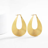 Large Ribbed Teardrop Hoop Earrings