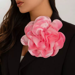 Large Satin Fabric Camellia Flower Brooch