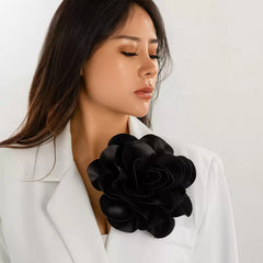 Large Satin Fabric Camellia Flower Brooch