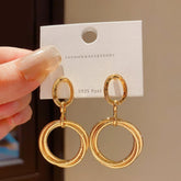 Layered Double Circle Drop Earrings