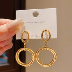 Layered Double Circle Drop Earrings