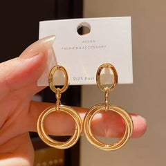 Layered Double Circle Drop Earrings