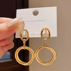 Layered Double Circle Drop Earrings