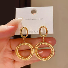 Layered Double Circle Drop Earrings