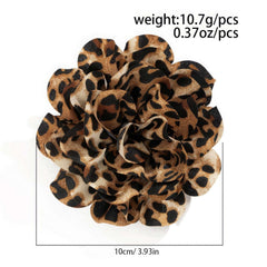 Leopard Print Fabric Flower Brooch Clip