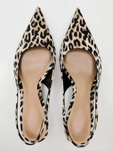 Leopard Print Pointed Toe Slingback Kitten Heels