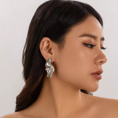 Liquid Metal Abstract Sculptural Stud Earrings