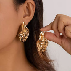 Liquid Metal Abstract Sculptural Stud Earrings