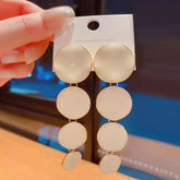 Long Four-Tier Resin Circle Drop Earrings