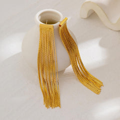 Long Gold Tone Chain Tassel Drop Earrings