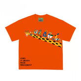 Long-Neck Giraffe and Birds Graphic T-Shirt