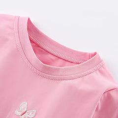 Long-Sleeve T-Shirt with Deer and Butterfly Applique