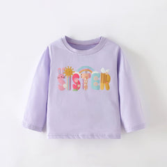 Long-Sleeve T-Shirt with "Sister" Animal and Rainbow Graphic