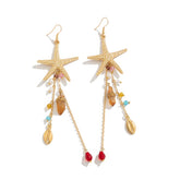 Long Starfish Dangle Charm Drop Earrings