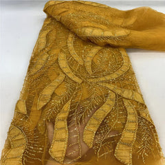 Luxurious African French Lace Beaded Detail Fabric K3J7P