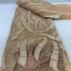 Luxurious African French Lace Beaded Detail Fabric K3J7P