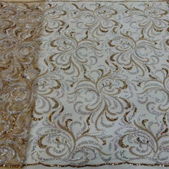 Lujosa tela bordada con lentejuelas y encaje francés africano 7F2D9