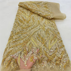 Luxurious African French Lace Sequin Detail Fabric X8VIT