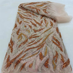 Luxurious African French Lace Sequin Detail Fabric X8VIT