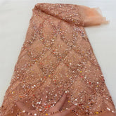 Luxurious African French Lace Sequin Detail Fabric Q9L5M