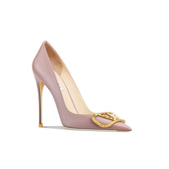 Zapatos de tacón de cuero de lujo con hebilla Malory adornada