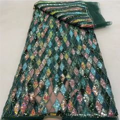Luxury Sequin Lace French Net Embroidery Diamonds Decor Fabric-N9P0Q
