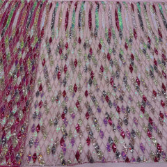 Luxury Sequin Lace French Net Embroidery Diamonds Decor Fabric-N9P0Q