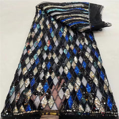 Luxury Sequin Lace French Net Embroidery Diamonds Decor Fabric-N9P0Q