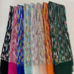 Luxury Sequin Lace French Net Embroidery Diamonds Decor Fabric-N9P0Q