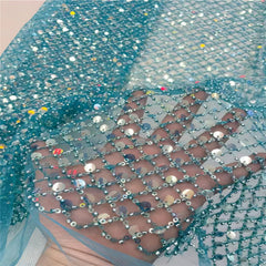 Luxury Sequins Lace French Net Embroidery Tulle Fabric-A1B2C