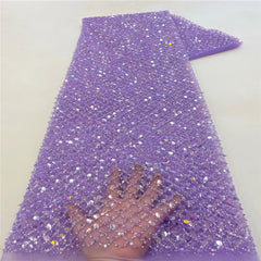 Luxury Sequins Lace French Net Embroidery Tulle Fabric-A1B2C