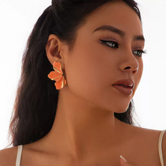 Marbled Enamel Abstract Petal Stud Earrings