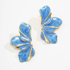Marbled Enamel Abstract Petal Stud Earrings
