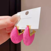 Marbled Resin Geometric V-Shape Drop Earrings