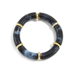 Marbled Resin Tube Bead Stretch Bracelet