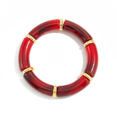 Marbled Resin Tube Bead Stretch Bracelet